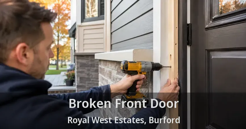 Broken Front Door Royal West Estates, Burford - ON