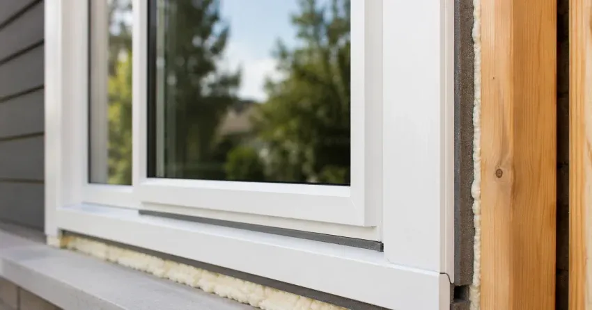 technician installing fiberglass window frame in Royal West Estates, Burford home