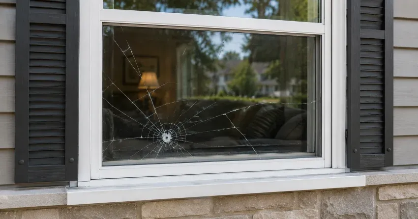 technician measuring window opening for emergency glass replacement Burford