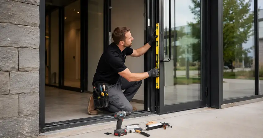 commercial glass door frame installation Burford