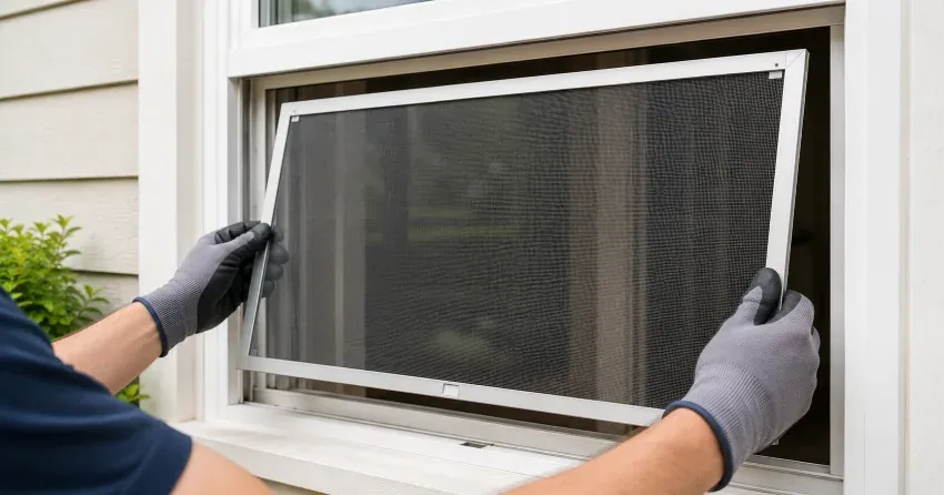 technician repairing a window sash and balance system in Royal West Estates, Burford