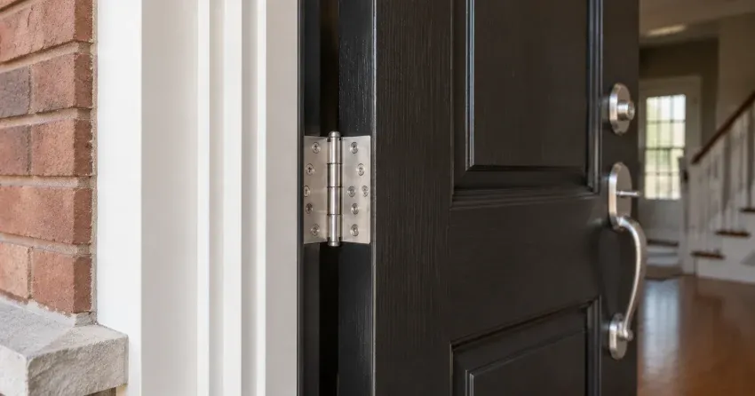 technician repairing a front door lock and frame in Burford