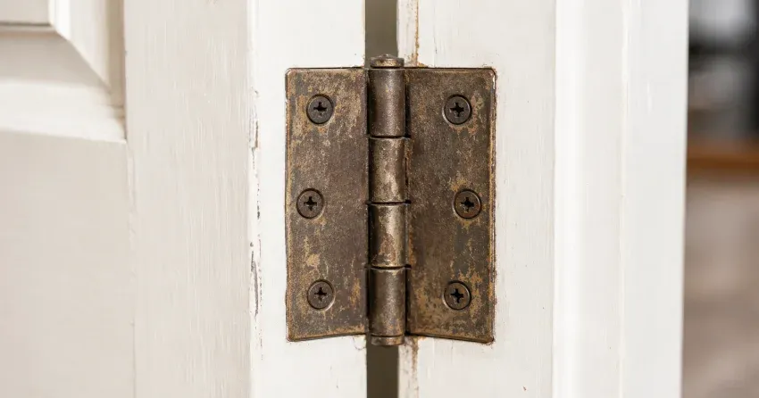 technician adjusting a sagging door hinge in Burford
