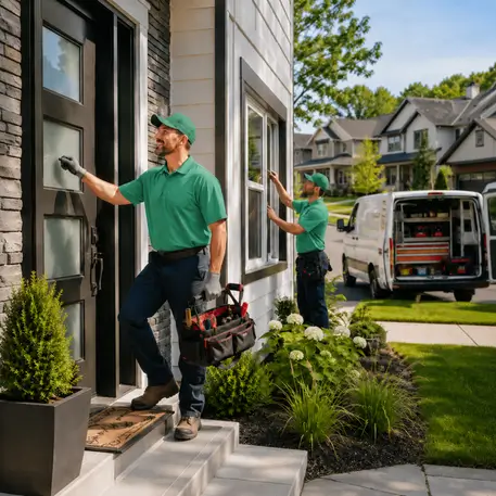 Local crews handling entry doors, patio doors and window replacements across the coverage map